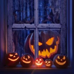 Scary Halloween Pumpkin Window Curtain -Popfun scary halloween pumpkin window curtain 985752