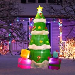 Snowy Evergreen Holiday Inflatable 8ft -Popfun snowy evergreen holiday inflatable 8ft 441425