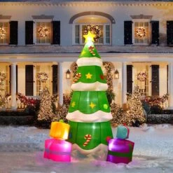 Snowy Evergreen Holiday Inflatable 8ft -Popfun snowy evergreen holiday inflatable 8ft 773359