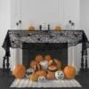 Halloween Decorations Indoor - Mantel With String Lights Lace Spiderweb Decor Inside For Home Party Supplies (18 X 96 Inch) -Popfun spiderweb mantel scarf 579833
