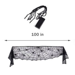 Halloween Decorations Indoor - Mantel With String Lights Lace Spiderweb Decor Inside For Home Party Supplies (18 X 96 Inch) -Popfun spiderweb mantel scarf 685696