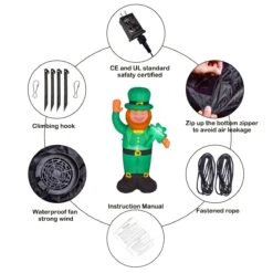 St. Patricks Day Leprechaun Inflatable 5.9ft -Popfun st patricks day leprechaun inflatable 59ft 370393