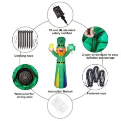 St. Patrick's Day Leprechaun Inflatable 8.8ft -Popfun st patricks day leprechaun inflatable 88ft 954247