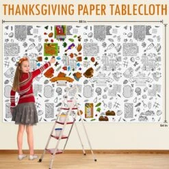 Thanksgiving Coloring Tablecloth -Popfun thanksgiving coloring tablecloth 423608