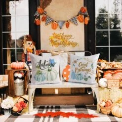 4PCS Thanksgiving Autumn Pillow Cover Set -Popfun thanksgiving pillowcase decoration set 634844
