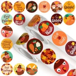 1000PCS Thanksgiving Stickers Rolls Collection (2 Rolls) -Popfun thanksgiving sticker roll collection 1000 pcs 166677