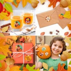 1000PCS Thanksgiving Stickers Rolls Collection (2 Rolls) -Popfun thanksgiving sticker roll collection 1000 pcs 286680