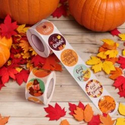 1000PCS Thanksgiving Stickers Rolls Collection (2 Rolls)