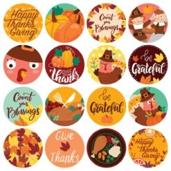 1000PCS Thanksgiving Stickers Rolls Collection (2 Rolls) -Popfun thanksgiving sticker roll collection 1000 pcs 841340