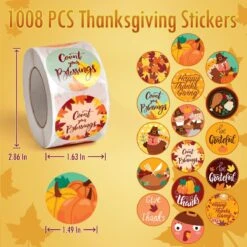 1000PCS Thanksgiving Stickers Rolls Collection (2 Rolls) -Popfun thanksgiving sticker roll collection 1000 pcs 942823