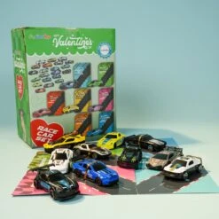 Valentines Day Gifts Cards With Racing Car Toys 28pcs