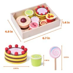 Wooden Dessert Pretend Play Set -Popfun wooden dessert pretend play set 303907