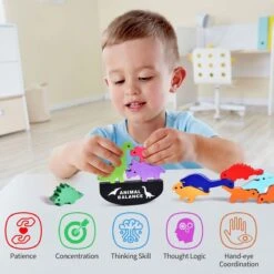 Wooden Dinosaurs Stacking Toy For Toddlers -Popfun wooden dinosaurs stacking toy for toddlers 190107