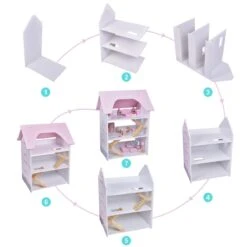 Wooden Dollhouse With Furniture -Popfun wooden dollhouse with furniture 813876