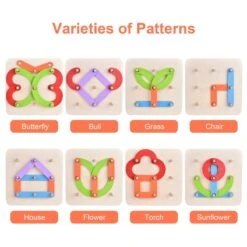 Wooden Peg Board Puzzle -Popfun wooden peg board puzzle 540210