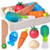 Wooden Pretend Play Food Cutting Set -Popfun wooden pretend play food cutting set 488690