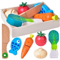 Wooden Pretend Play Food Cutting Set