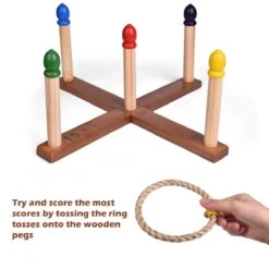 Wooden Ring Toss Set -Popfun wooden ring toss set 465876