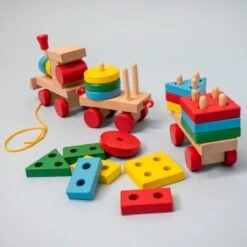 Wooden Stacking Train For Toddlers